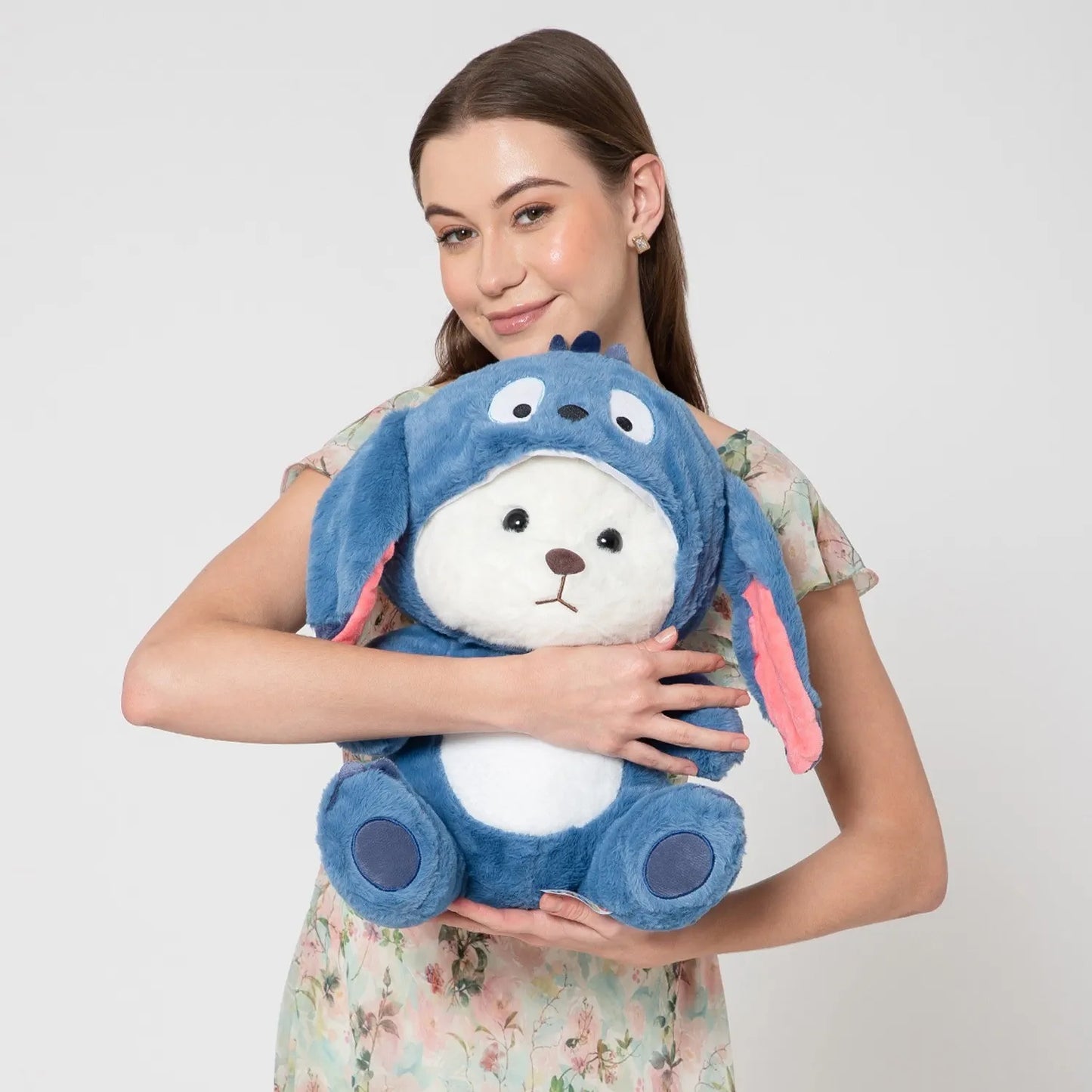 Cute Blue Bunny Teddy Plush Toy with Soft Fur & Gift Aesthetic