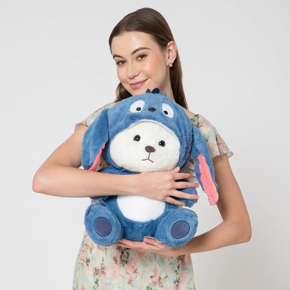 Cute Blue Bunny Teddy Plush Toy with Soft Fur & Gift Aesthetic