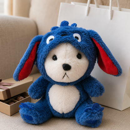 Cute Blue Bunny Teddy Plush Toy with Soft Fur & Gift Aesthetic