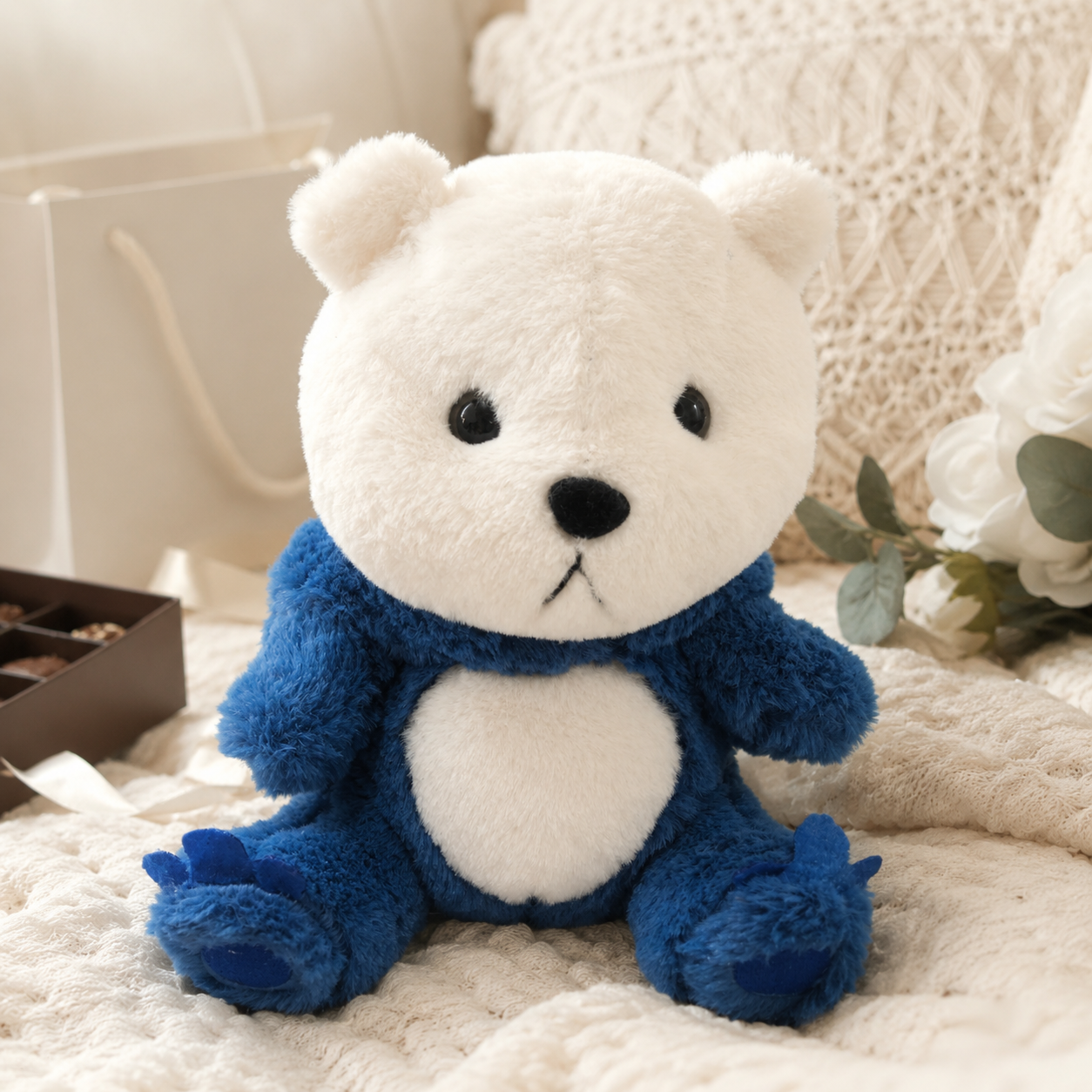 Cute Blue Bunny Teddy Plush Toy with Soft Fur & Gift Aesthetic