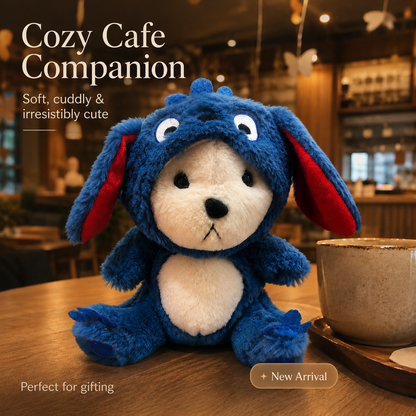 Cute Blue Bunny Teddy Plush Toy with Soft Fur & Gift Aesthetic